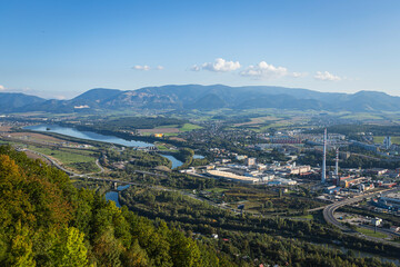Fototapeta na wymiar View of the Zilina City Water Reservoir from the Lookout Tower on Duben Hill, Slovakia