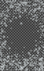 White Flake Background Vector Transparent. Snowflake Winter Texture. Grey Confetti Falling Pattern. Luxury Snow Illustration.