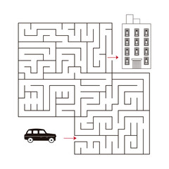 Educational  a mathematical logic game.
Maze game for kids.Find right way то houme. Isolated simple square maze on white background. 