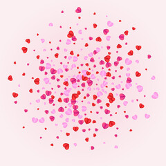 Pinkish Confetti Background Pink Vector. February Backdrop Heart. Red Celebration Texture. Tender Confetti Honeymoon Pattern. Purple Love Illustration.