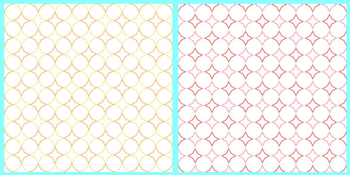 Set of vector seamless patterns. Geomertic abstract shapes in pastel colors on a white isolated background. 