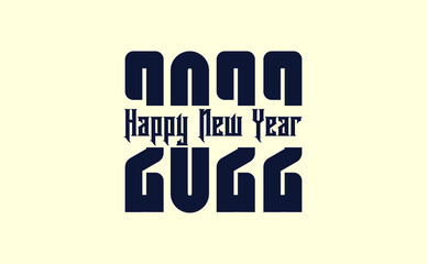 Happy New Year 2022 Wishing Celebration Stylish Script Text Lettering Celebrate Festival Premium Modern Minimal Alphabet Numeric Letters Editable Vector File
