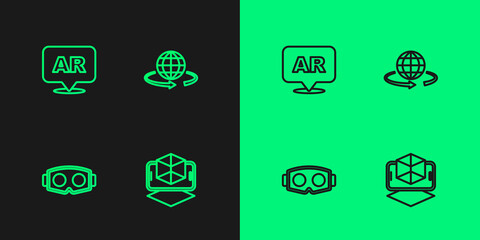 Set line 3d modeling, Virtual reality glasses, Augmented AR and icon. Vector