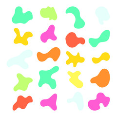 Random abstract liquid organic colorful irregular blotch shapes flat style design fluid vector illustration set banner simple shape template for presentation design, flyer, isolated on white backgroun