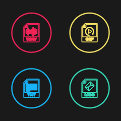 Obraz premium Set line TXT file document, MSG, GIF and WAV icon. Vector