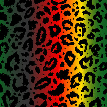 Vector seamless kwanzaa pattern with colored leopard print. Animal print. Cheetah african print on color background.