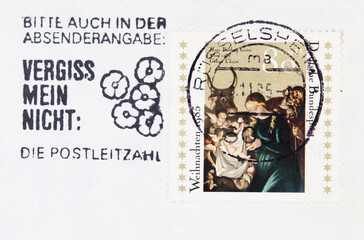 briefmarke stamp vintage retro alt old used gebraucht gesgtempelt cancel papier paper slogan...