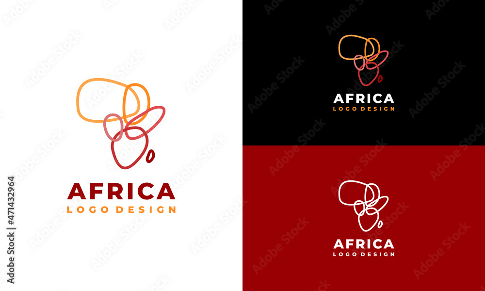Wall mural line art africa map logo template, african logo designs concept vector illustration