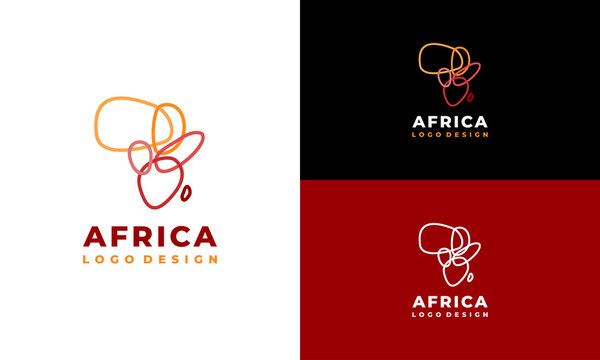 Line art Africa Map logo template, African Logo designs concept vector illustration