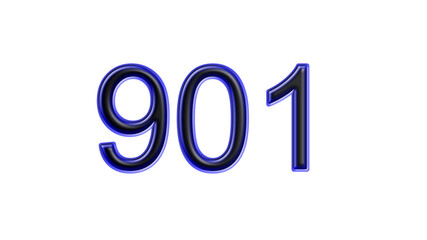 blue 901 number 3d effect white background