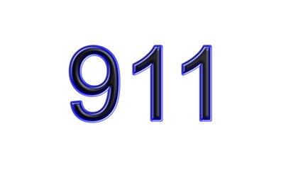blue 911 number 3d effect white background