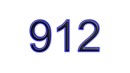 blue 912 number 3d effect white background