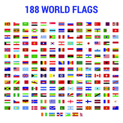 188 World National Flags Collection Flat Vector