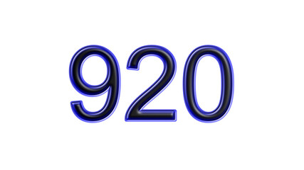 blue 920 number 3d effect white background