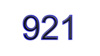 blue 921 number 3d effect white background