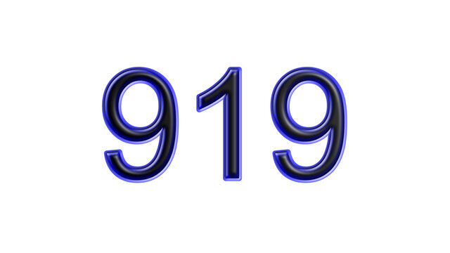 blue 919 number 3d effect white background