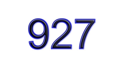 blue 927 number 3d effect white background