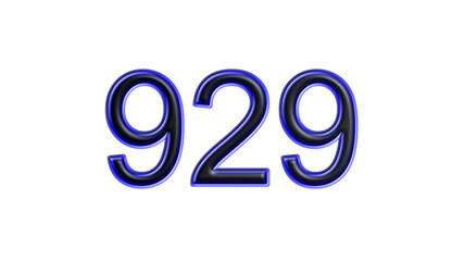blue 929 number 3d effect white background