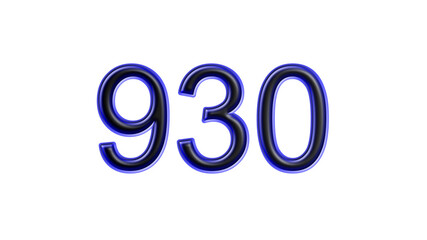 blue 930 number 3d effect white background