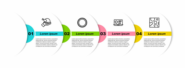 Set line Roasted turkey or chicken, Plate, Online ordering and delivery and Cheese. Business infographic template. Vector
