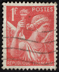 Postage stamps of the France. Stamp printed in the France. Stamp printed by France.