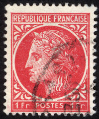 Postage stamps of the France. Stamp printed in the France. Stamp printed by France.
