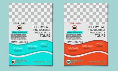 Travel Agency Flyer vector Template design 