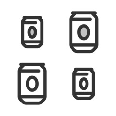 Pixel-perfect linear icon of beer can built on two base grids of 32 x 32 and 24 x 24 pixels. The initial base line weight is 2 pixels. In two-color and one-color versions. Editable strokes