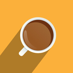 cup of coffee on orange background