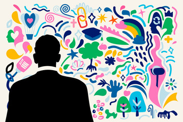 An abstract poster illustration for MLK day in abstract designs concepts of empathy and dream  
