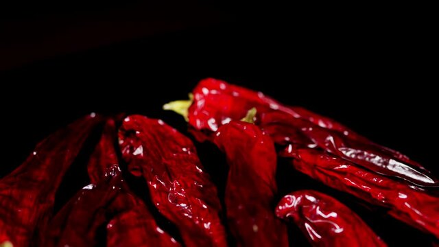 Bright red colored chili pepper. Ecological product.
