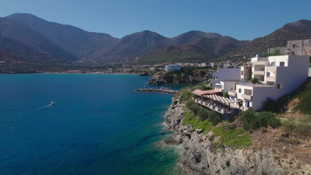 Aerial view. Bali village in Crete with its beautiful lagoons. Beautiful Mediterranean landscape.