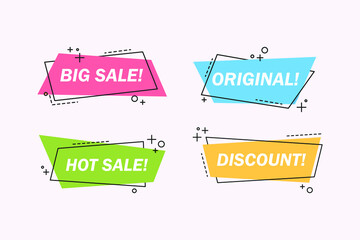 Sales and Promotion Lettering Tag Set Flat Vector