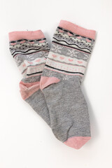 dirty worn socks isolated on a white background