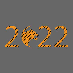 Vector tiger 2022. Year of the tiger 2022. Isolated. Drawn by hand. Cartoon