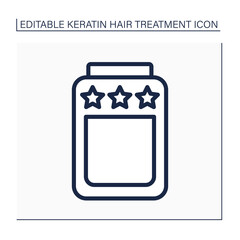 Keratin reviews line icon.Feedback about hair care procedure. Keratin treatment in beauty salons. Positive review. Beauty procedure concept. Isolated vector illustration. Editable stroke