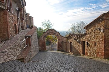Sunset View from a Medieval Village in Tuscany Italy