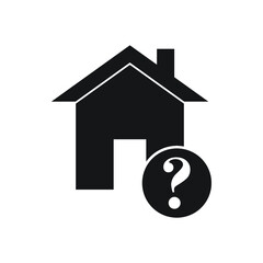 House icon with question mark. House icon and help, how to, info, query symbol
