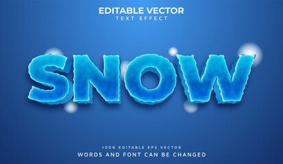 Snow Editable  3D Text Effect Eps Vector