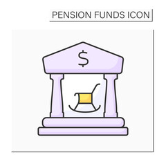 Public pension color icon. Payments based on length of service and average salary. Central, state, or local government. Pension fund concept. Isolated vector illustration