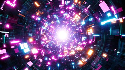 Colorful Light Futuristic Technology Tunnel Background