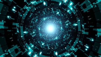 Shining Cyan Light Tech Pattern Tunnel