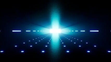 Obraz premium Flickering Floor Light in the Neon Passage 3D Rendering