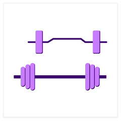 Barbell set flat icon. Home gym adjustable weight barbells. Concept of power training, weightlifting exercise and athletics workout. Color vector illustration