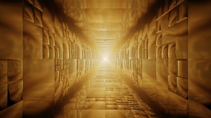 Foggy Gold Tunnel 3D Rendering Background