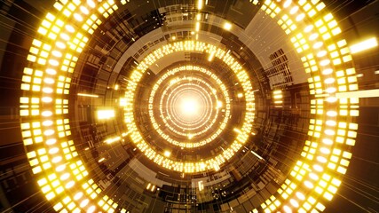 Gold Light Futuristic Sci Fi Concept Tunnel