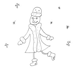 Vector outline of Santa Claus. Happy Santa Clauses. Seth with santaclaus. Isolated. Coloring pages for children and adults. Drawn by hand. Cartoon.