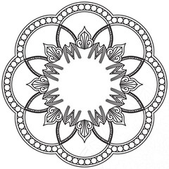 Obraz premium Leaf Flower Petal Coloring Mandala Art Simple Graphic Shape Vector Floral Oriental Outline Vintage Decorative Elements Pattern Illustration Islam Arabic Indian Turkish Mystic Religion Morals Lotus