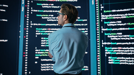 Innovative Startup: Portrait of Thoughtful Software Engineer Finding Solution, Planning Strategy,...
