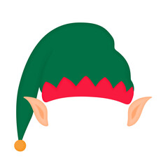 Elf hat and ears. Santa Claus helper. Funny selfie photo mask